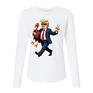 Donald Trump Turkey Pumpkin Thanksgiving Day Womens Cotton Relaxed Long Sleeve T-Shirt