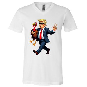 Donald Trump Turkey Pumpkin Thanksgiving Day V-Neck T-Shirt