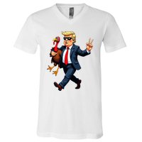 Donald Trump Turkey Pumpkin Thanksgiving Day V-Neck T-Shirt