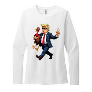 Donald Trump Turkey Pumpkin Thanksgiving Day Womens CVC Long Sleeve Shirt