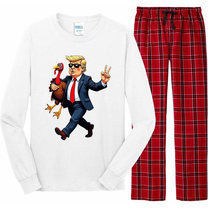 Donald Trump Turkey Pumpkin Thanksgiving Day Long Sleeve Pajama Set