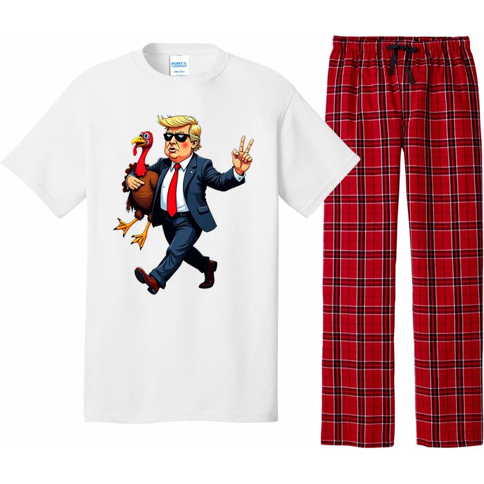 Donald Trump Turkey Pumpkin Thanksgiving Day Pajama Set