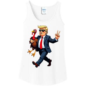 Donald Trump Turkey Pumpkin Thanksgiving Day Ladies Essential Tank