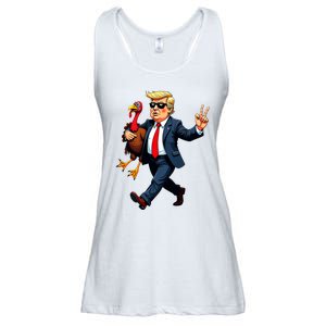 Donald Trump Turkey Pumpkin Thanksgiving Day Ladies Essential Flowy Tank