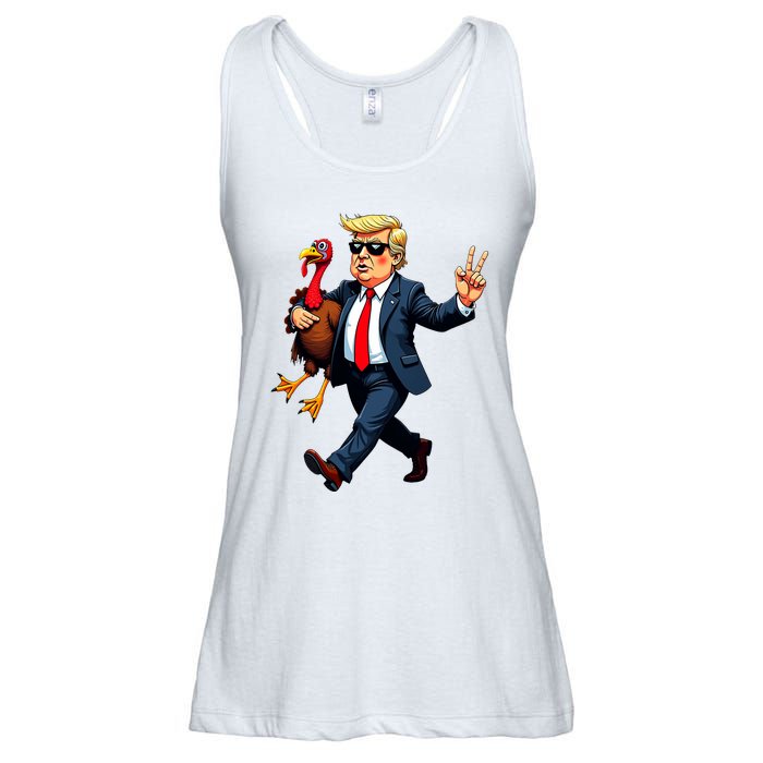 Donald Trump Turkey Pumpkin Thanksgiving Day Ladies Essential Flowy Tank