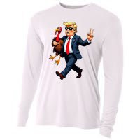 Donald Trump Turkey Pumpkin Thanksgiving Day Cooling Performance Long Sleeve Crew