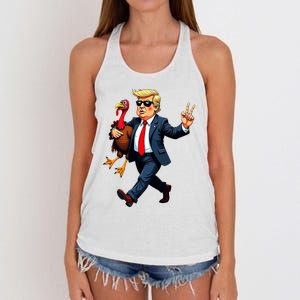 Donald Trump Turkey Pumpkin Thanksgiving Day Women's Knotted Racerback Tank