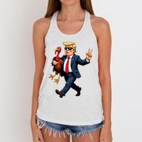 Donald Trump Turkey Pumpkin Thanksgiving Day Women's Knotted Racerback Tank