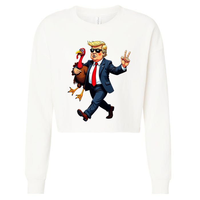 Donald Trump Turkey Pumpkin Thanksgiving Day Cropped Pullover Crew