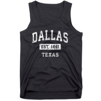 Dallas Texas Tx Vintage Established Sports Tank Top