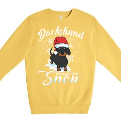 Daschund Through The Snow Dog Lovers Festive Gift Premium Crewneck Sweatshirt