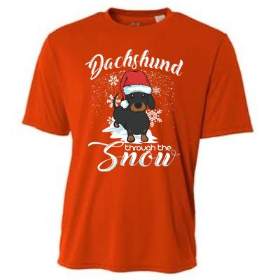 Daschund Through The Snow Dog Lovers Festive Gift Cooling Performance Crew T-Shirt