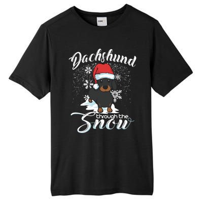 Daschund Through The Snow Dog Lovers Festive Gift Tall Fusion ChromaSoft Performance T-Shirt