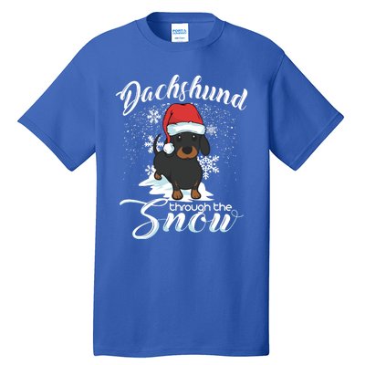 Daschund Through The Snow Dog Lovers Festive Gift Tall T-Shirt