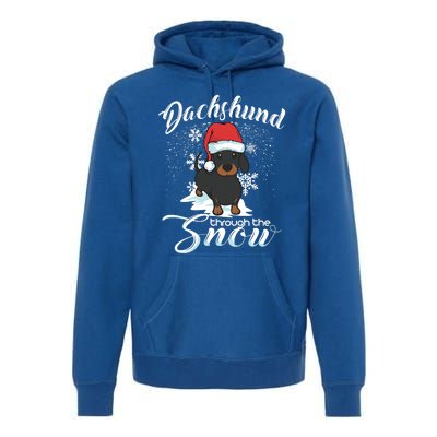 Daschund Through The Snow Dog Lovers Festive Gift Premium Hoodie