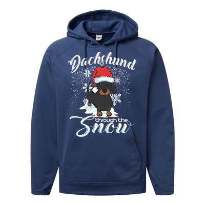 Daschund Through The Snow Dog Lovers Festive Gift Performance Fleece Hoodie