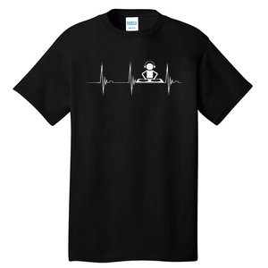 DJ Techno Turntable DJ Heartbeat EKG Pulse Dance Music Tall T-Shirt