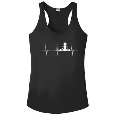 DJ Techno Turntable DJ Heartbeat EKG Pulse Dance Music Ladies PosiCharge Competitor Racerback Tank