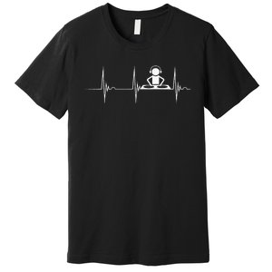 DJ Techno Turntable DJ Heartbeat EKG Pulse Dance Music Premium T-Shirt