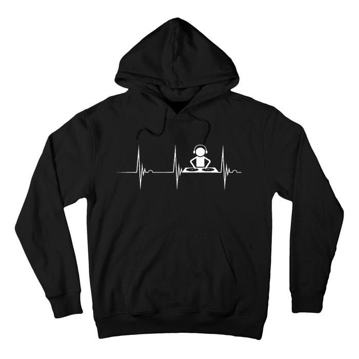 DJ Techno Turntable DJ Heartbeat EKG Pulse Dance Music Tall Hoodie