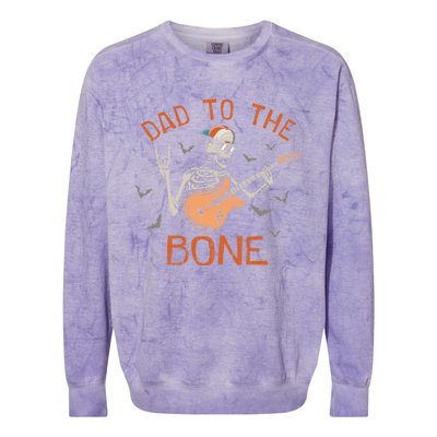 Dad To The Bone Funny Halloween Skeleton Guitar Lover Meaningful Gift Colorblast Crewneck Sweatshirt