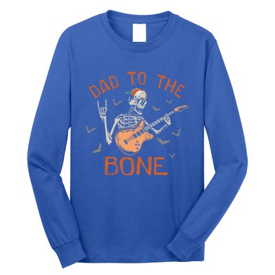 Dad To The Bone Funny Halloween Skeleton Guitar Lover Meaningful Gift Long Sleeve Shirt