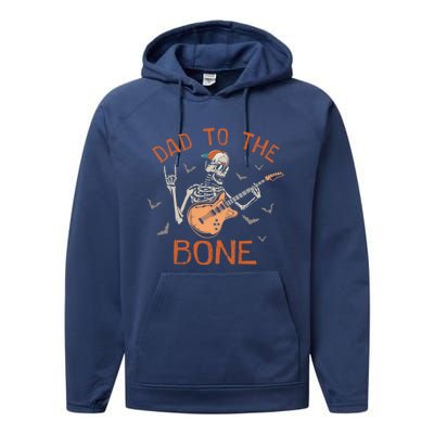 Dad To The Bone Funny Halloween Skeleton Guitar Lover Meaningful Gift Performance Fleece Hoodie