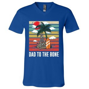 Dad To The Bone Spooky Skeleton Halloween Fathers Day Cute Gift V-Neck T-Shirt