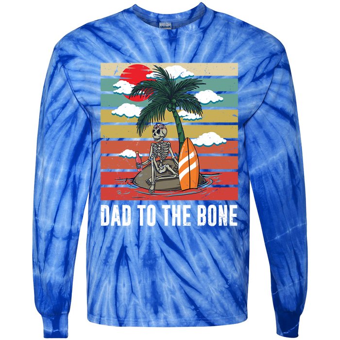 Dad To The Bone Spooky Skeleton Halloween Fathers Day Cute Gift Tie-Dye Long Sleeve Shirt