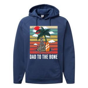 Dad To The Bone Spooky Skeleton Halloween Fathers Day Cute Gift Performance Fleece Hoodie