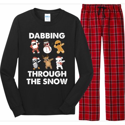 Dabbing Through The Snow Santa Penguin Snow Christmas Gift Long Sleeve Pajama Set