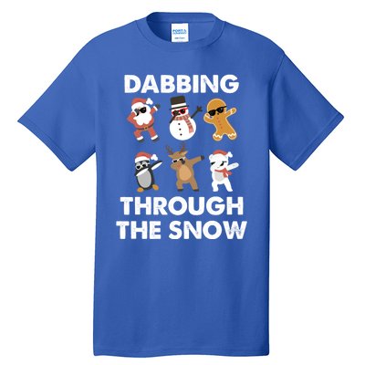 Dabbing Through The Snow Santa Penguin Snow Christmas Gift Tall T-Shirt