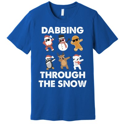 Dabbing Through The Snow Santa Penguin Snow Christmas Gift Premium T-Shirt