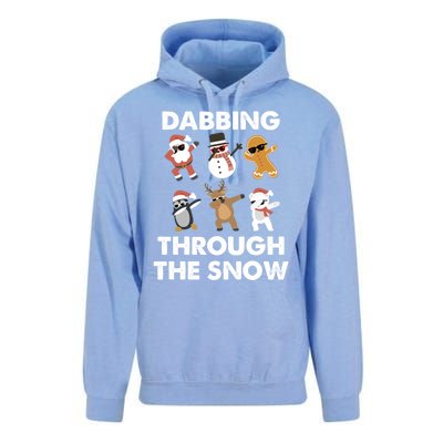 Dabbing Through The Snow Santa Penguin Snow Christmas Gift Unisex Surf Hoodie