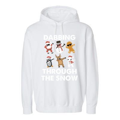 Dabbing Through The Snow Santa Penguin Snow Christmas Gift Garment-Dyed Fleece Hoodie