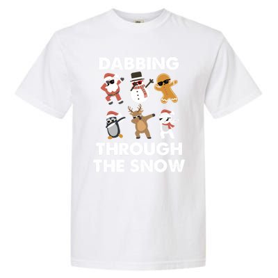 Dabbing Through The Snow Santa Penguin Snow Christmas Gift Garment-Dyed Heavyweight T-Shirt