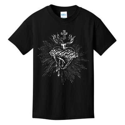 Devotion To The Sacred Heart Of Jesus Vintage Catholic Art Kids T-Shirt