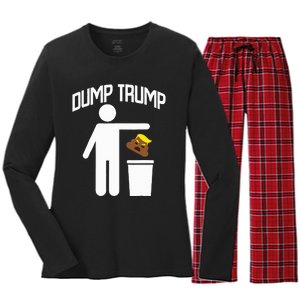 Dump Trump Trump Is Trash Anti Trump Women's Long Sleeve Flannel Pajama Set 