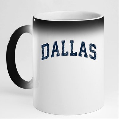 Dallas Texas Tx Vintage Varsity Sports 11oz Black Color Changing Mug