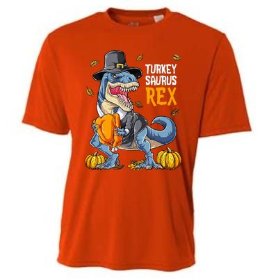 Dinosaur Thanksgiving Turkey Saurus T Rex Pilgrim Cooling Performance Crew T-Shirt