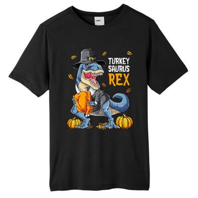 Dinosaur Thanksgiving Turkey Saurus T Rex Pilgrim Tall Fusion ChromaSoft Performance T-Shirt