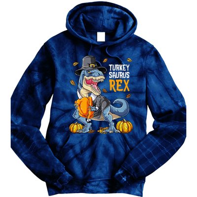 Dinosaur Thanksgiving Turkey Saurus T Rex Pilgrim Tie Dye Hoodie