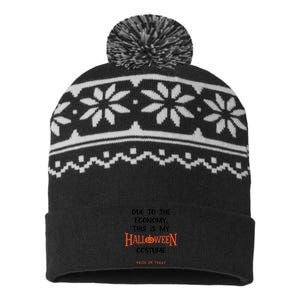 Due To The Economy This Is My Halloween Custome Trick Or Treat USA-Made Snowflake Beanie