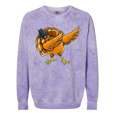 Dabbing Turkey Thanksgiving Turkey Day Colorblast Crewneck Sweatshirt