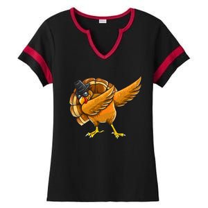 Dabbing Turkey Thanksgiving Turkey Day Ladies Halftime Notch Neck Tee