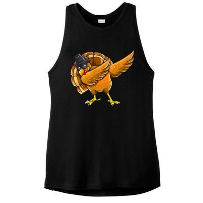 Dabbing Turkey Thanksgiving Turkey Day Ladies PosiCharge Tri-Blend Wicking Tank