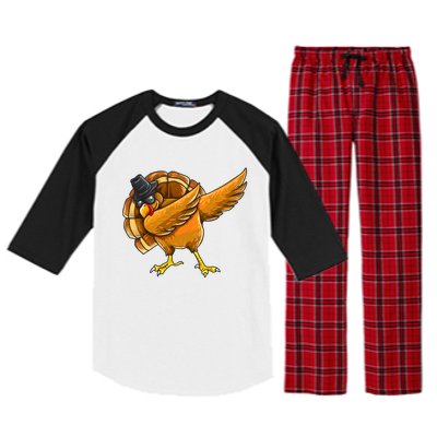 Dabbing Turkey Thanksgiving Turkey Day Raglan Sleeve Pajama Set