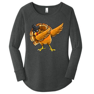 Dabbing Turkey Thanksgiving Turkey Day Women's Perfect Tri Tunic Long Sleeve Shirt