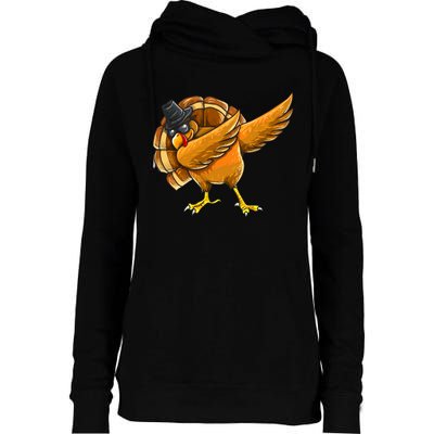 Dabbing Turkey Thanksgiving Turkey Day Womens Funnel Neck Pullover Hood