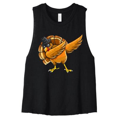 Dabbing Turkey Thanksgiving Turkey Day Women's Racerback Cropped Tank